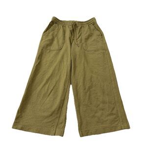 Athleta Farallon Pants Womens 6 Green Heathered Wide Crop Cotton Comfort Stretch